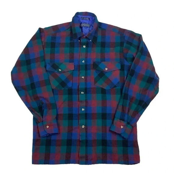 Van Heusen Other - Vintage 70s/80s Van Heusen plaid button front flannel